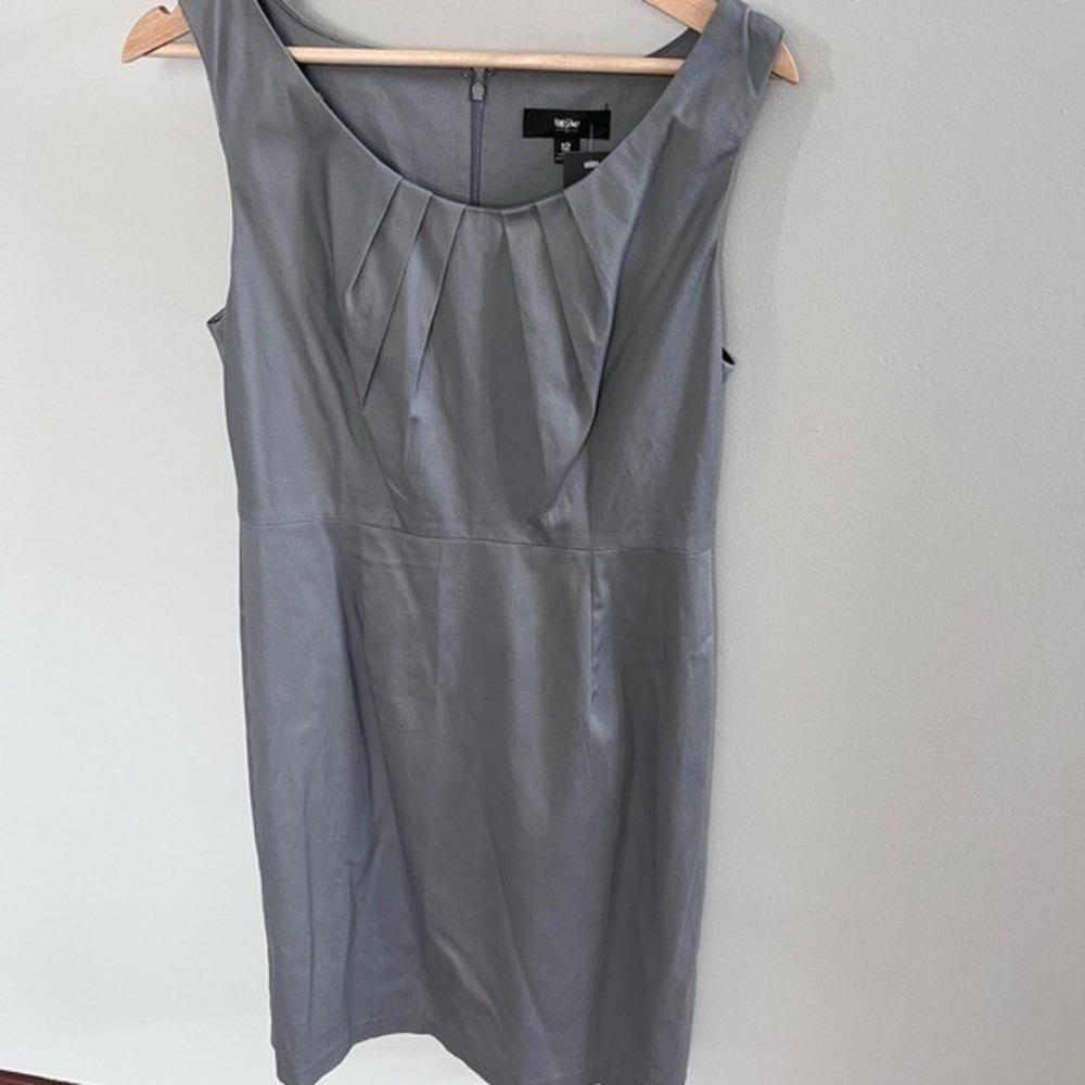 Mossimo Supply Co. Gray Sleeveless Pleated Neck Sheath Midi Dress Sz. 12 Bodycon